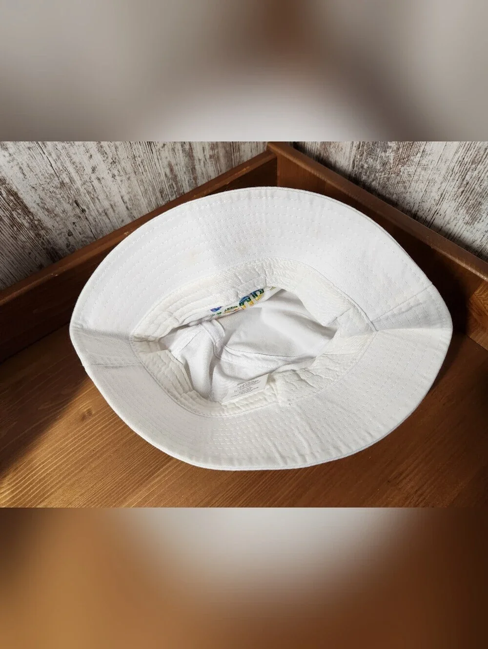 White Bucket Hat with Rainbow 